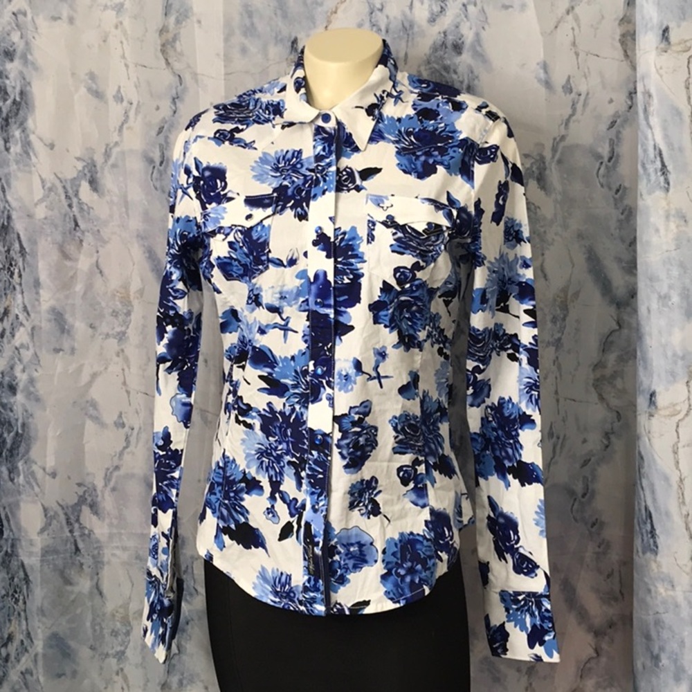 Rodeo Carte western cowboy push button down blouse floral fitted